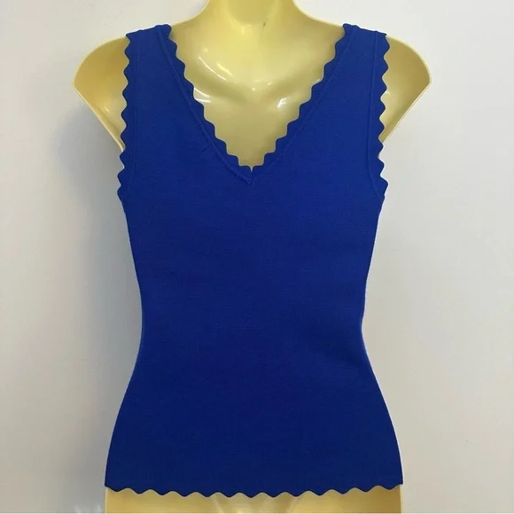 Workshop Republic Clothing Blue Fitted Sleeveless Tank Top - Picture 2 of 6